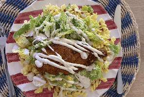 Cæsarsalat med pasta